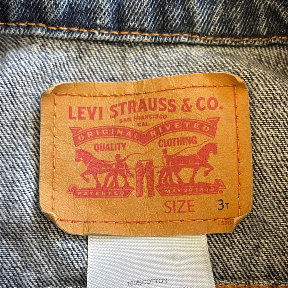 Levi's Kids Toddler Dark Blue Denim Trucker Jacket 3T - Picture 2 of 5